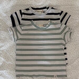 Striped Kids T-Shirts Set - Black and Green